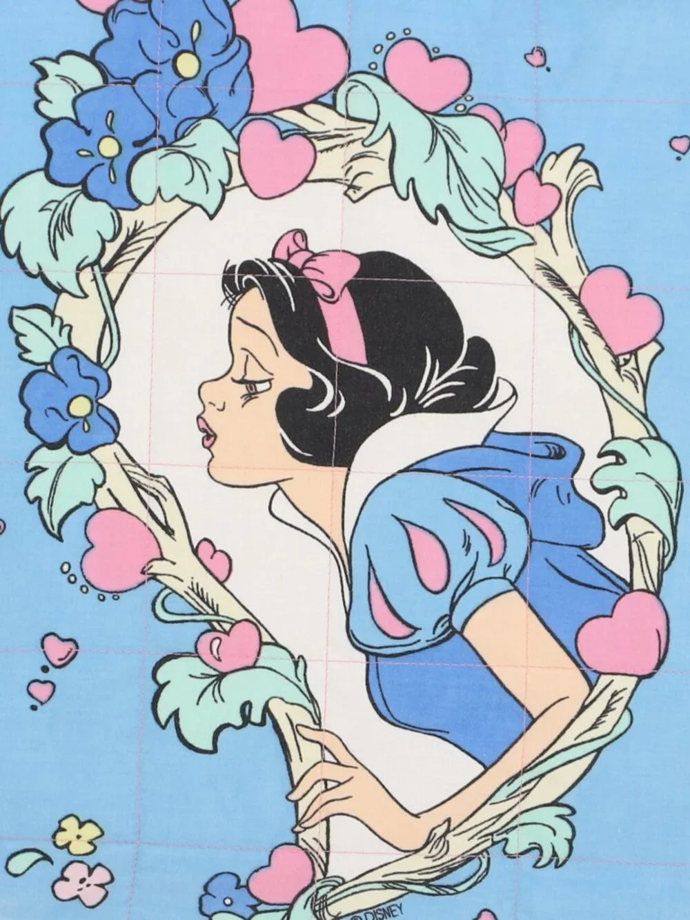 Snow White Disney Vintage Pattern Quilted Tote Bag Handmade Upcycled Princess